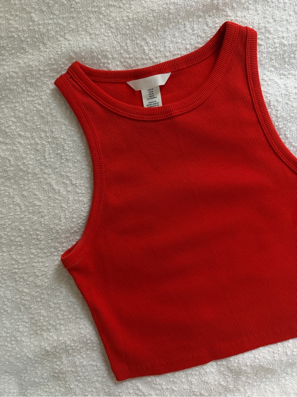 H&M Red Ribbed Crop Tank
